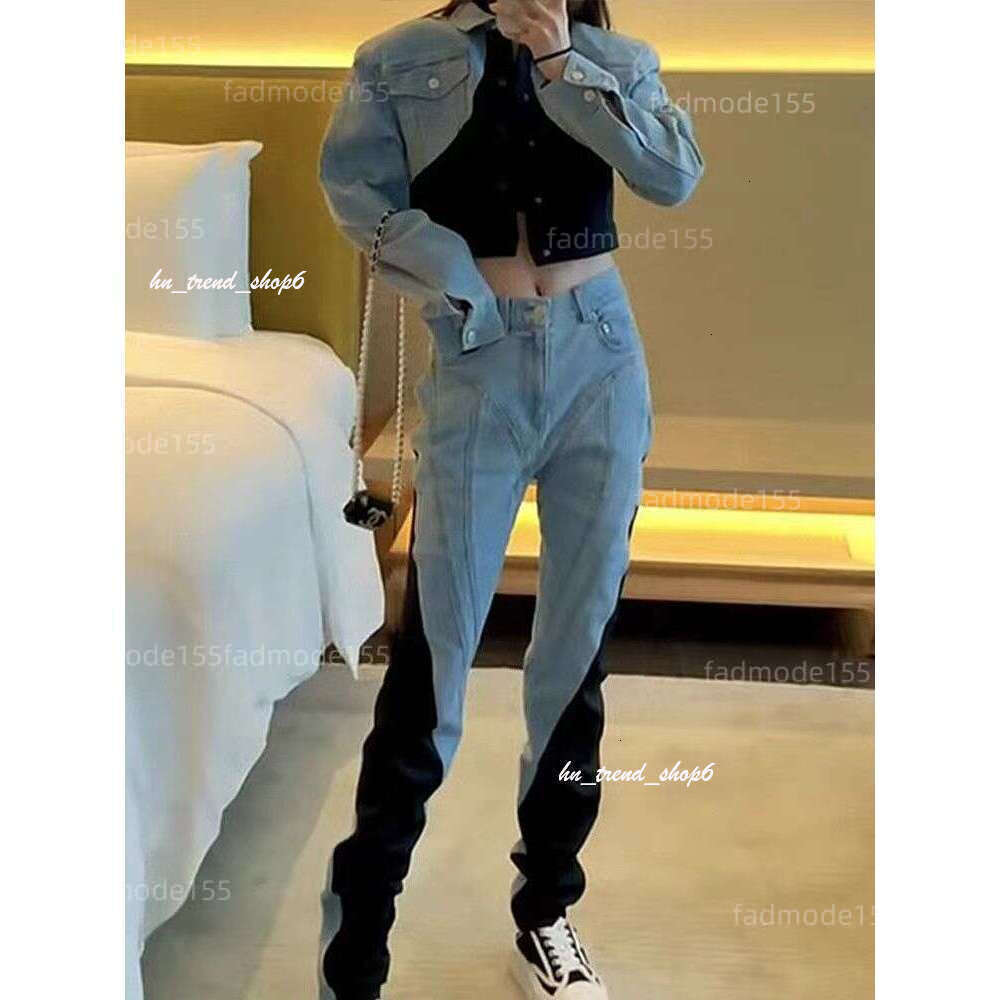 Jeans Womens Designer Trouser Legs Open Fork Tight Capris Denim Trousers Add Fleece Thicken Warm Slimming Jean Pants Brand Women Clothing Embroidery M