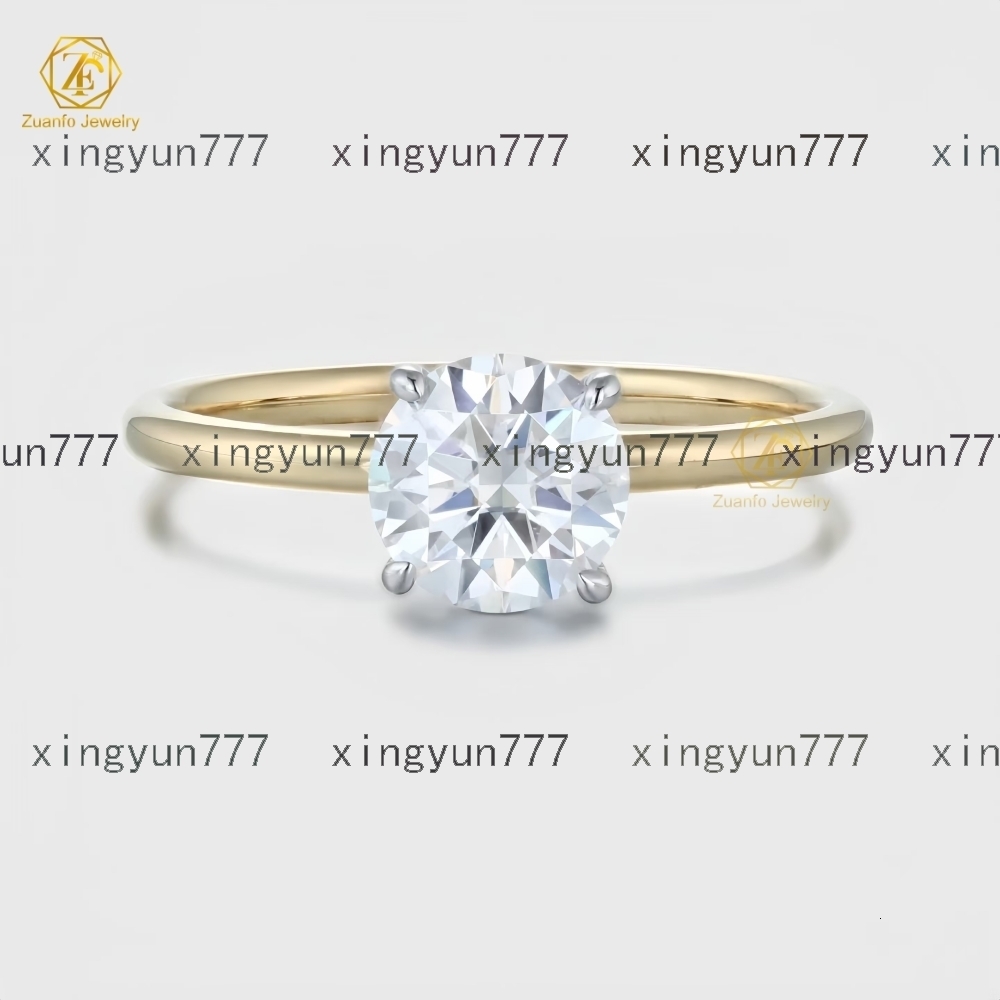 Designer ring Round Cut 1/1.5/2 Moissanite Engagement Solitaire Ring Simple Two Tone 18k Rose Gold Wedding Jewelry