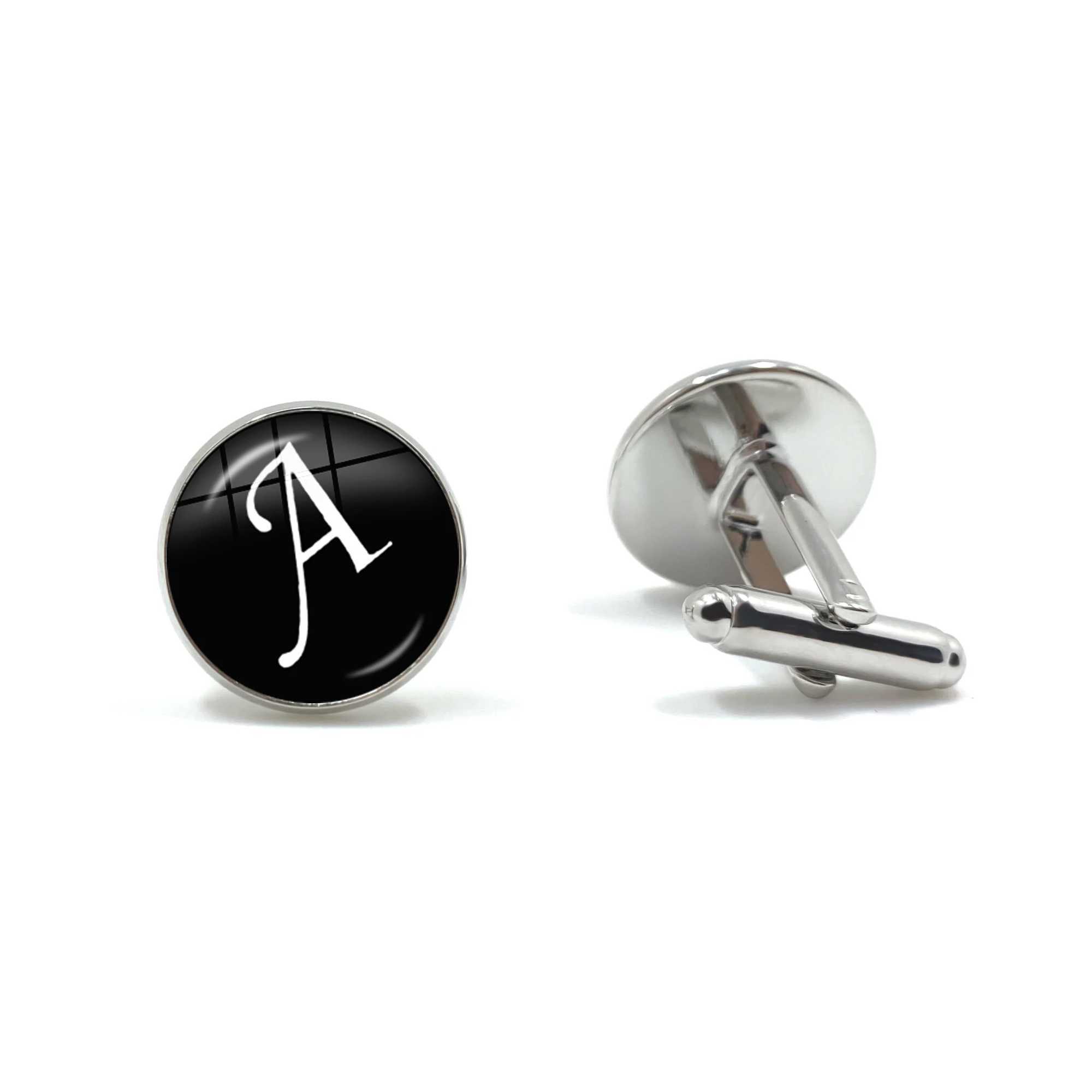 Mens Fashion A-Z Single Letter Cufflinks Silver Letter Cufflinks Mens Gentlemens Shirts Wedding Cufflinks GiftT250412