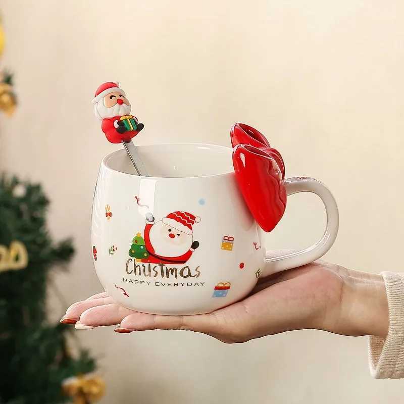 Christmas 2025 New Cute Christmas Ceramic Mug with Bow Stylish Cute Bow Mug Coffee Cup for Home Perfect Holiday Gift and Party Favor Y251112
