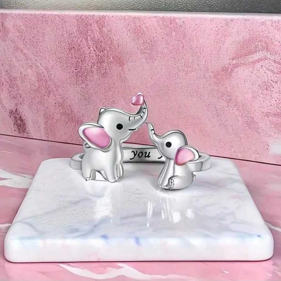 1 European and American style elephant and heart-shaped adjustable couple ring a gift for girlfriends on datesXJ250412