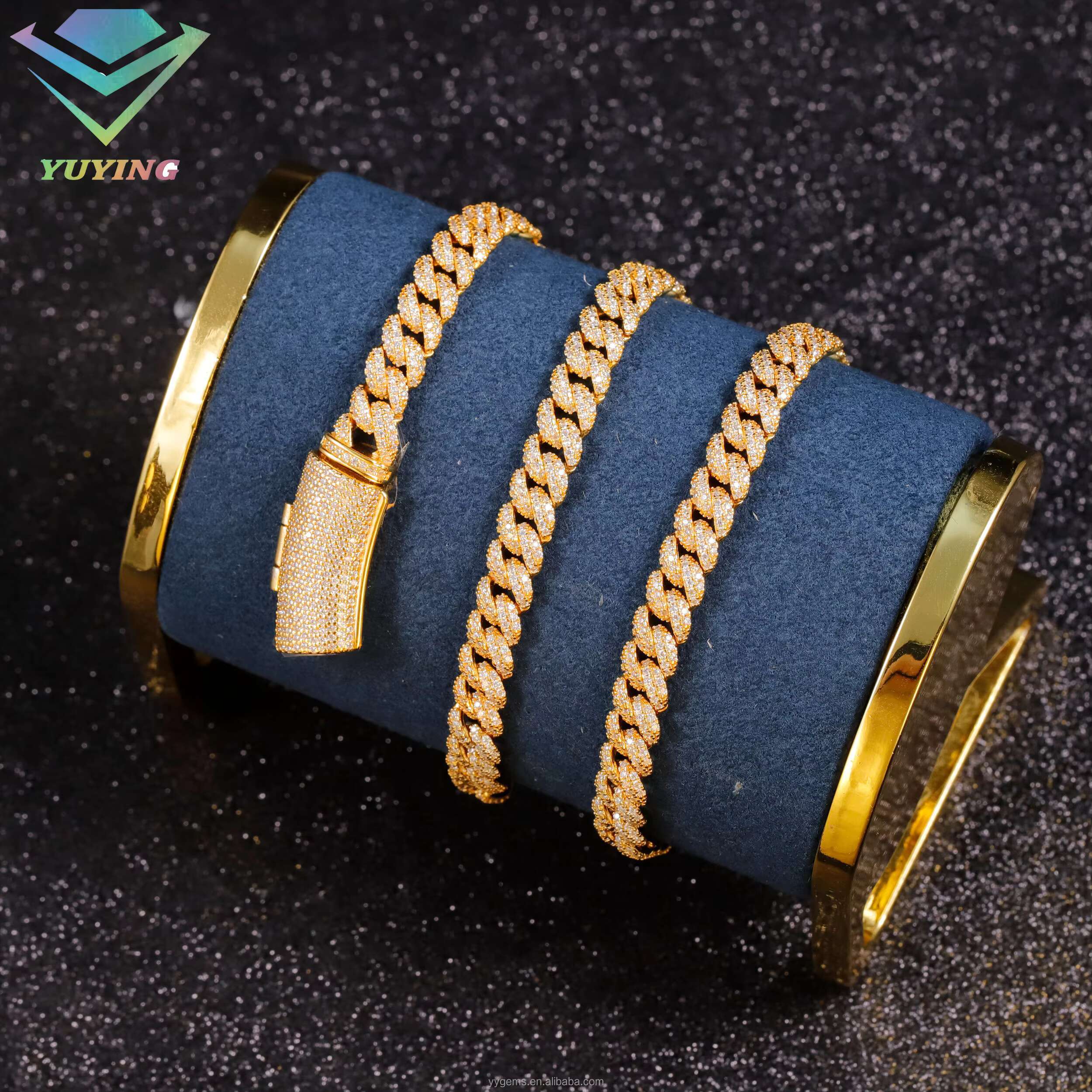 Hip Hop Jewelry 6mm Silver Plated Miami Cuban Link Necklace for Men Iced Out 2Row Moissanite Cuban Chain Fine Chains Necklaces