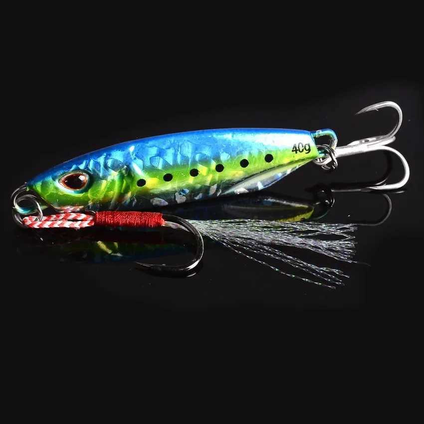 10PCS/lot Metal Cast Jigs Lure Spoon 10G - 30G 40G 50G Shore Casting Jigging Fish Sea Bass Fishing Lure Artificial Bait Tackle Z250411