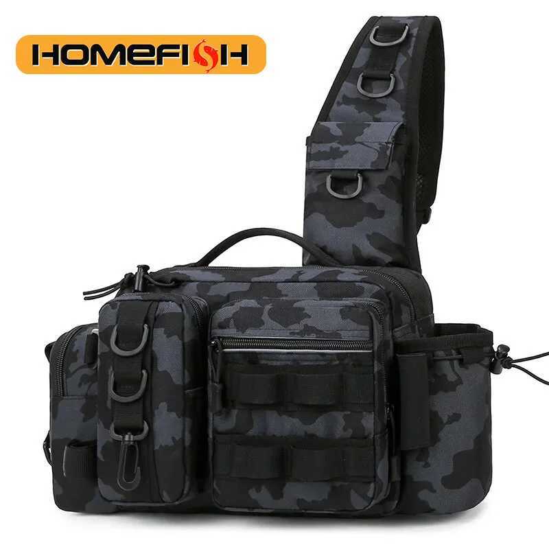 DY1 Fishing Equipment Bait Box Gear Storage Bag Mens Waist Bag Fly Fishing with Rod Holder Drain Water and Wear Resistant Z250411