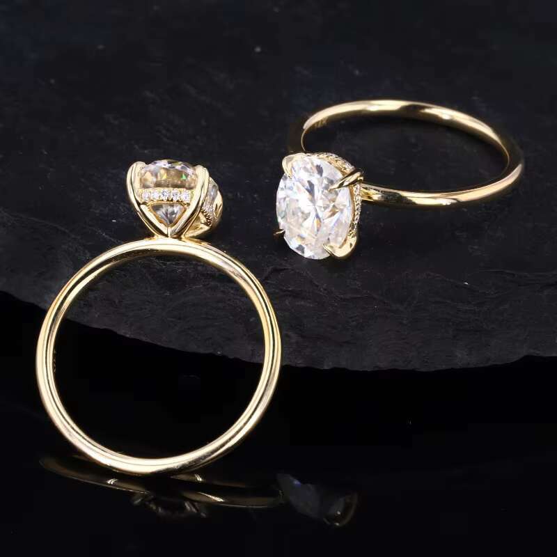 Starsgem Oval Brilliant Cut Moissanite and Lab Grown Diamond 14k 18k Gold Ring