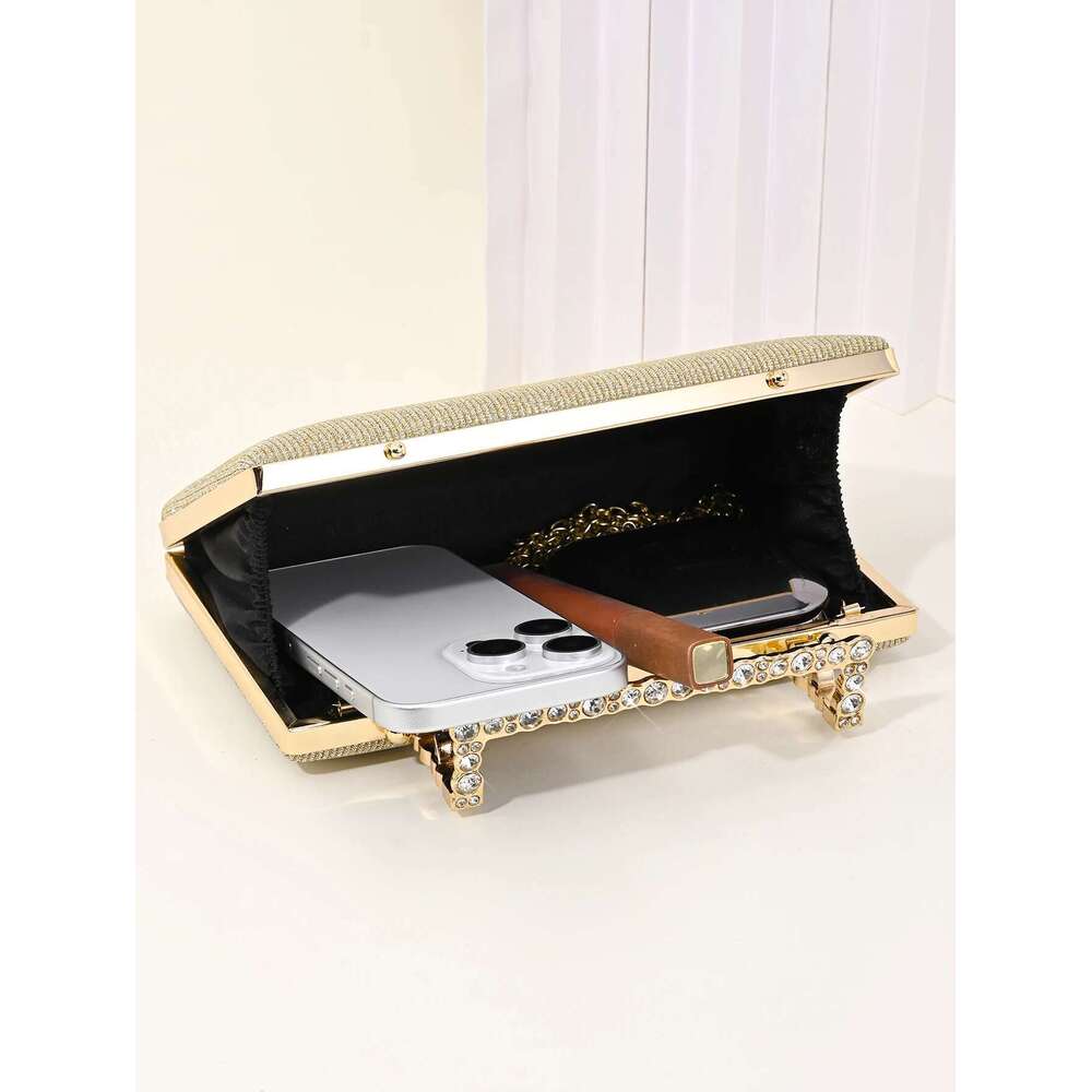 1 PC Sparkg Crystal Clasp Clutch Purses Bride and Bridesmaid Handbag Elegant Detachable Chain Evening Bag for Women Club Par