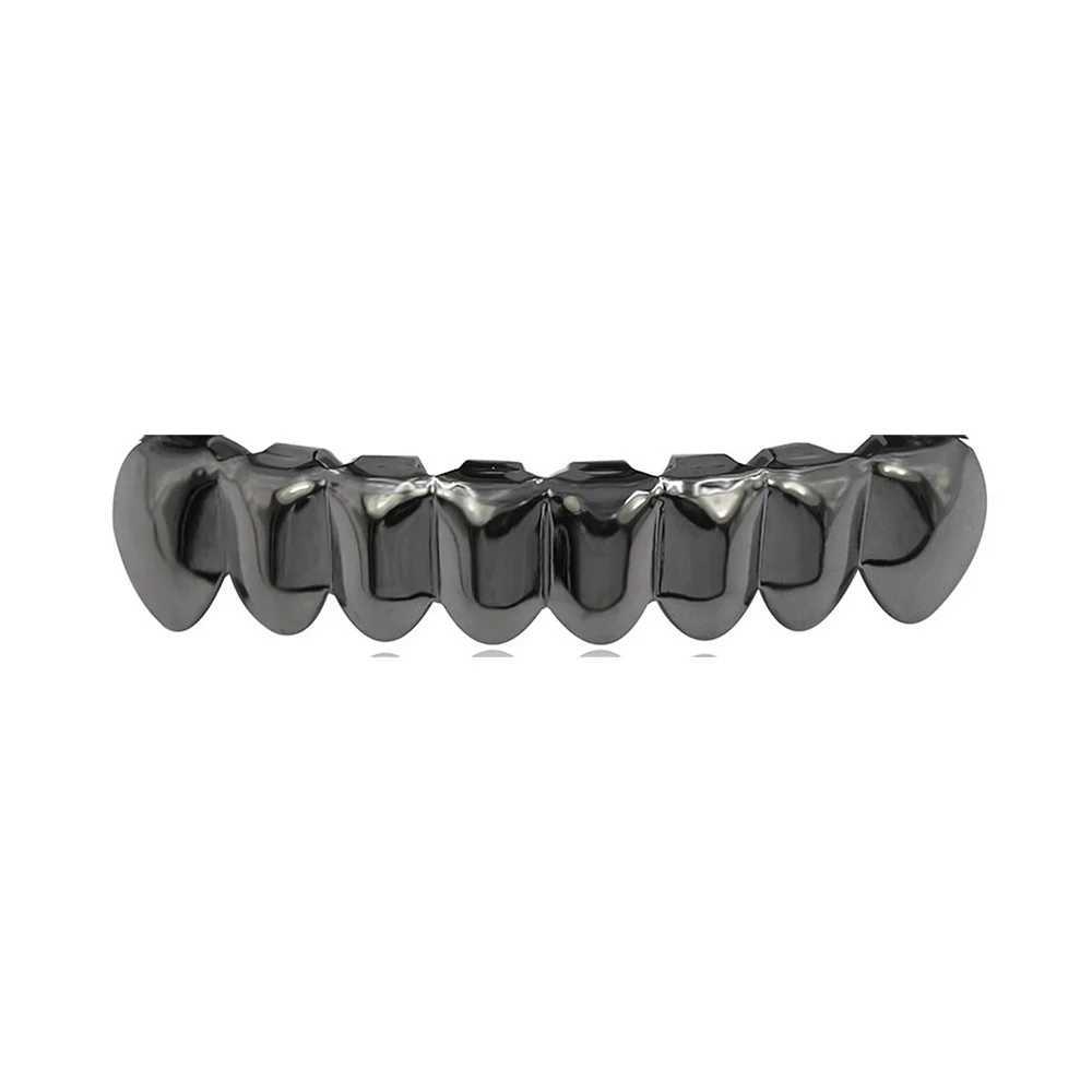 Rachelz Hip Hop 8 Smooth Bottom Teeth Grilz Gold Silver Black Tooth Cap Suitable for Female Role Playing Jewelry Dental Grills W250412