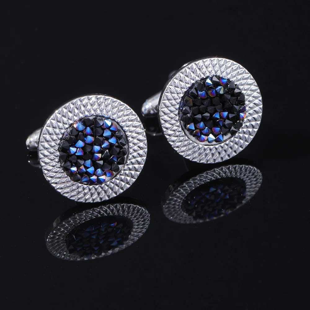 New wholesale studs artificial gemstones rainbow round threads cufflinks jewelry accessories mens cufflinksT250412