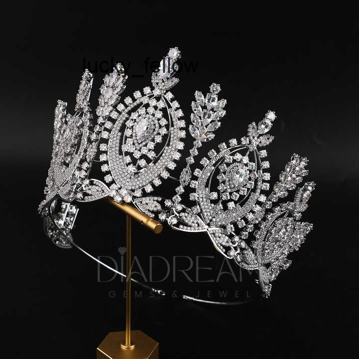 Handmade Luxury 925 Sterling Silver Wedding Crowns Miss Universe Pageant Bridal Hair Accessories Gold-Plated Moissanite Diamond