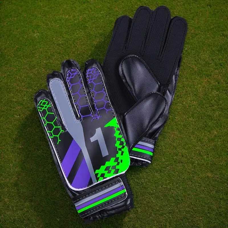 Goalie Gloves Non-slip PU Leather Football Glove Full Finger Soccer Training Glove Protective Gear For Football Baseball GearW251112