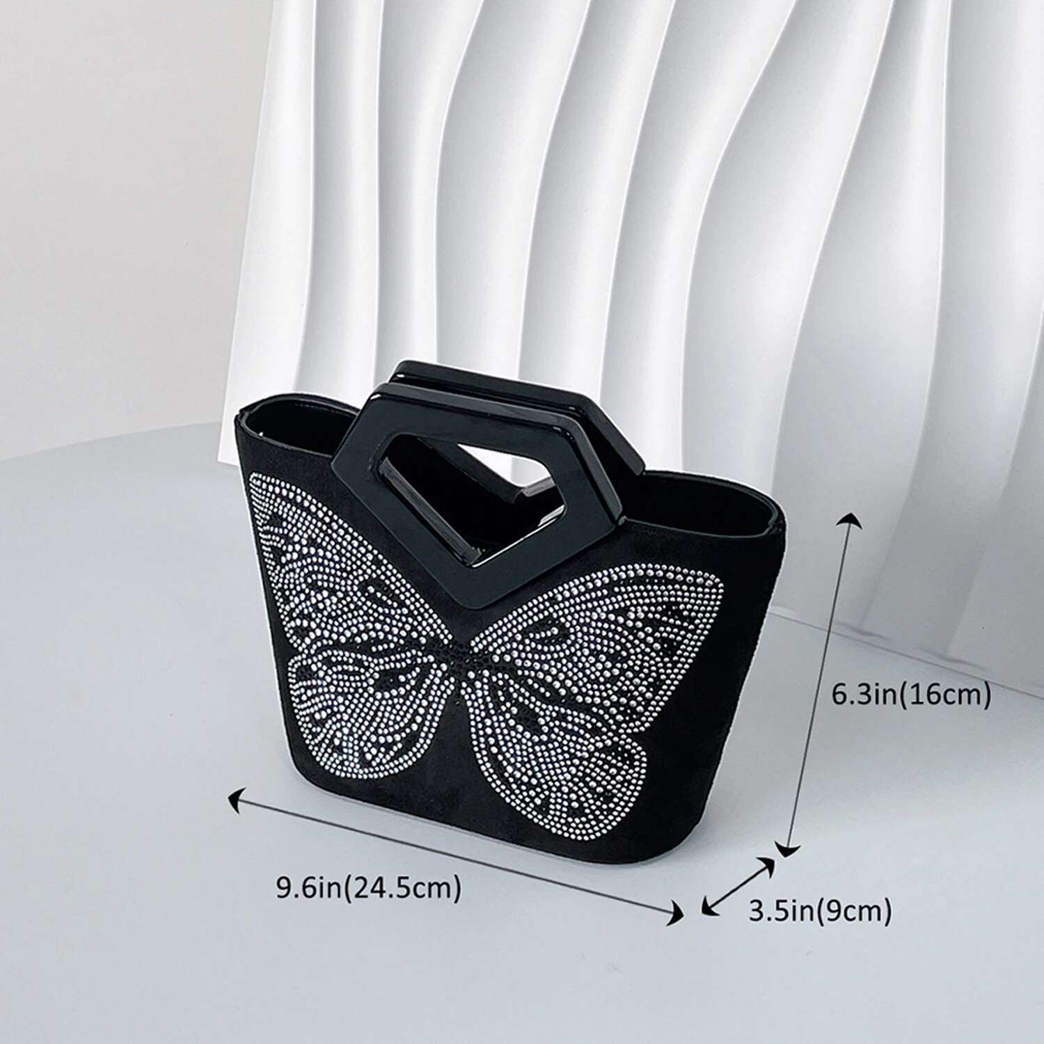 Butterfly Shape Crystal Evening Acrylic Basket Bag Top Handle Purse Women Rhie Handbag Wedding Party Clutch For Ladies