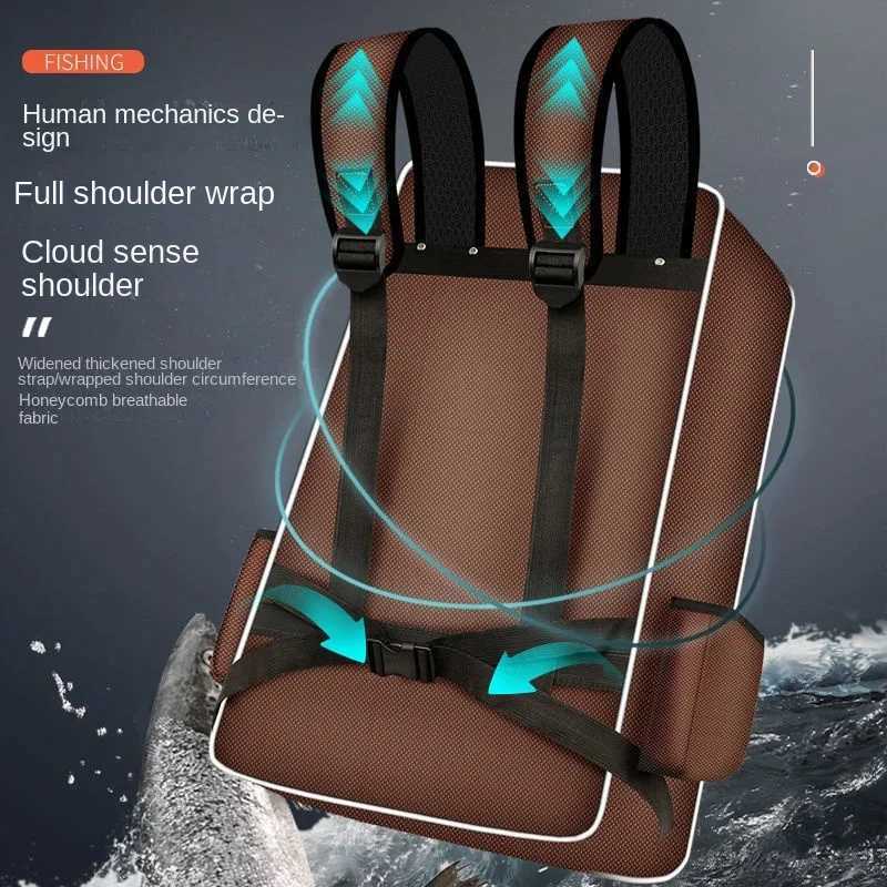 Multifunctional Fishing Backpack Double-layer Fish Protection Bag Hard-shell Chair Bag Fishing Gear Fishing Rod Case Z250411