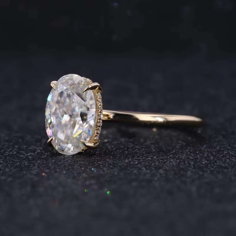 Starsgem Classic Design Oval Crushed Ice Cut 2ct Moissanite Solitarie Prong Setting Moissanite Engagement Ring