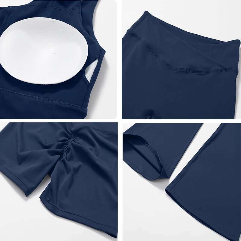 Skinny Sports Suits Yoga Set 2 Piece Women's Tracksuit Fiess Clothes Flared Pants Sets Gym Outfit Woman Workout Sportswear
