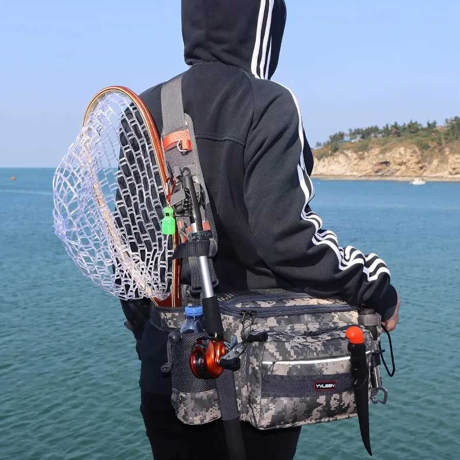 YVLEEN Sling Fishing Tackle Bag - Outdoor Tackle Box - Water-Resistant Waist Bag Cross Body Fly Fishing Sling Pack Z250411