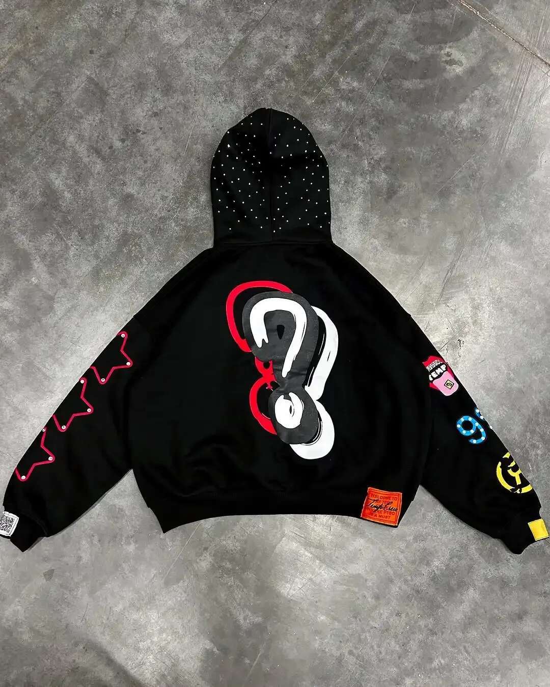 American Hip Hop Trend Fashion Zipper Hoodie Star Alphabet Design Vintage Hooded Long Sleeve Sports Men Women Street Wear Y2K