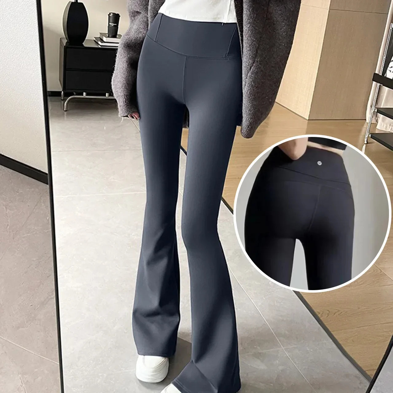 Womens Flare Pants ultra-thin high waisted solid sexy shark Flare Pants fashionable casual streetwear elastic buttocks lift tight legs 250408