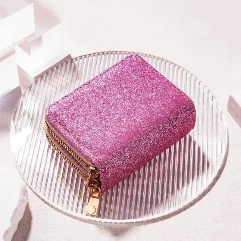 Leather wallet womens sparkling sequin wallet fashionable new money bag coin wallet solid color Cardcard cardholder bag Z250411