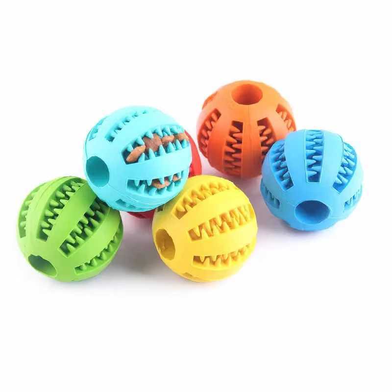 High Quality 5cm natural rubber pet dog toy dog chew toy teeth cleaning treatment ball super hard interactive elastic ball for pet products T2504012