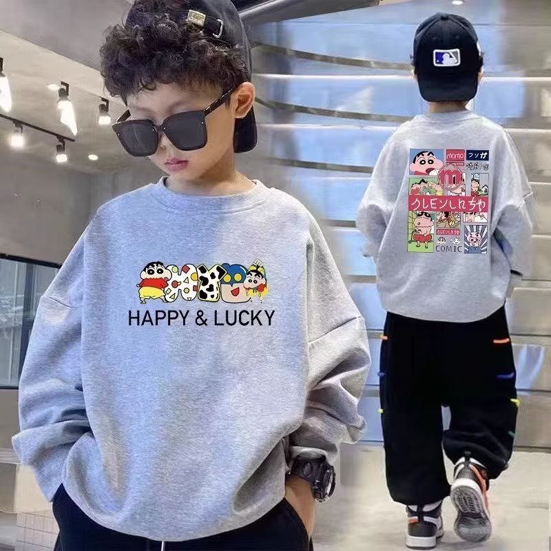 Ddmyshoesvip Boys Explosive Street Hoodie Print Spring Autumn Styles Children S Autumn Top Mid Size Boy And Girl Base Shirt