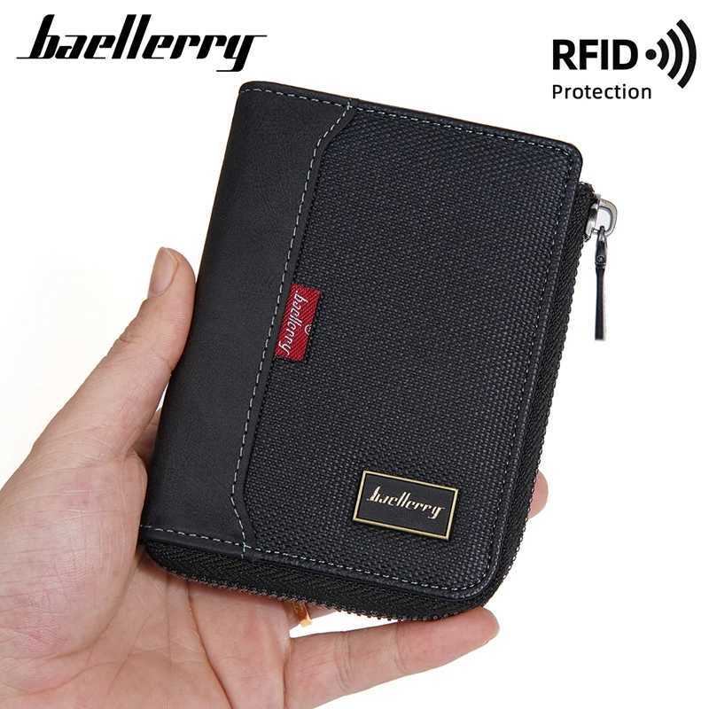 Baellerry RFID Simple Short Men Zipper Wallets Card Clip Mens Wallet Photo Clip Coin Pocket Mens Wallet Z250411