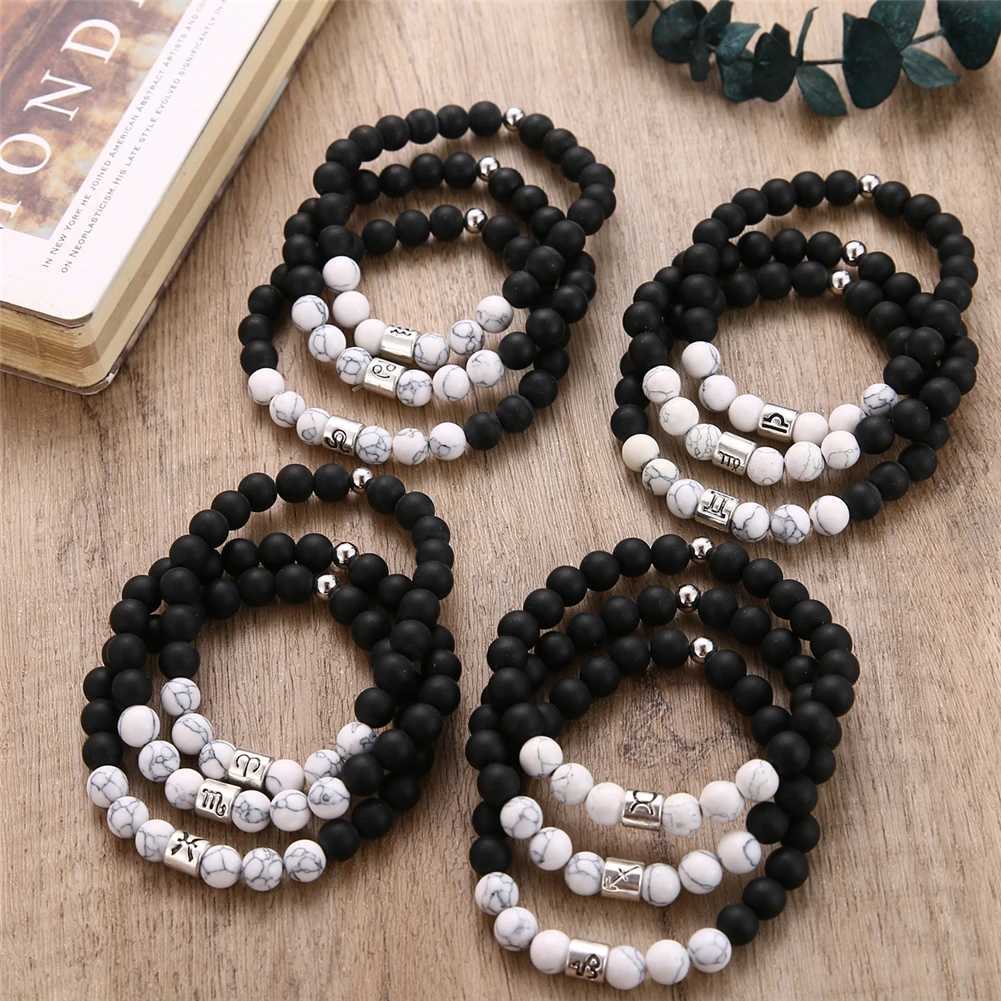 12 Constellations Handmade Beads Volcanic Stone Bracelets For Women Personalized 12 Zodiac Bracelet Bangles on handC250411