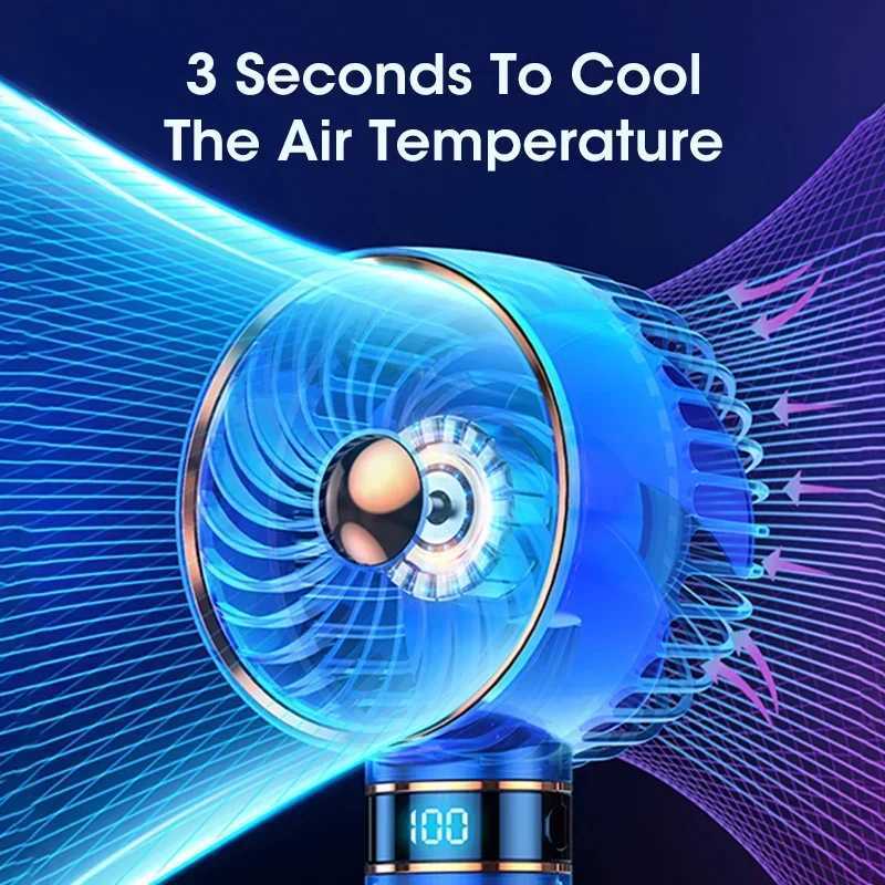 Charging 5000mAh portable fan handheld mini fan USB handheld small pocket fan with data display desk stand home air conditioner X250412