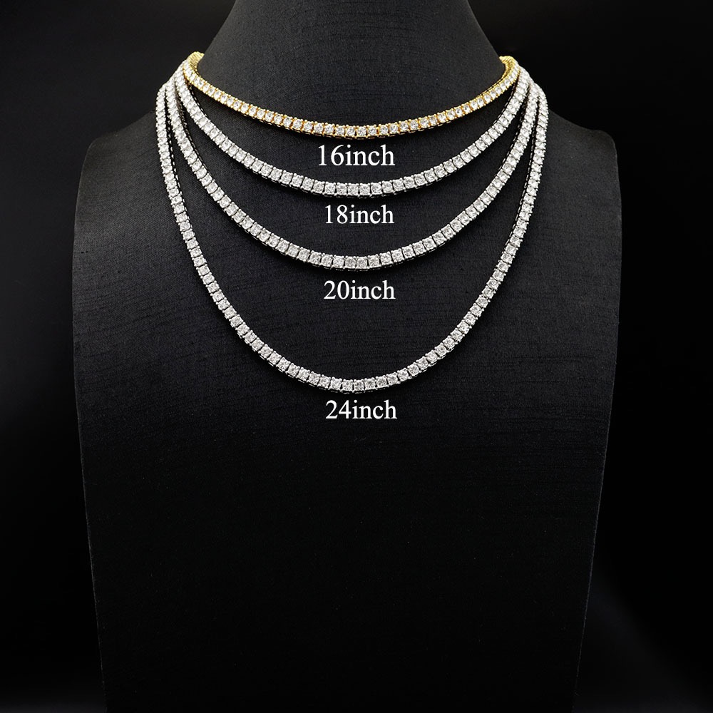 Unisex Fully Chilled Silica Gold Plated Tennis Necklace - Sleek 5mm x 20 inch Design