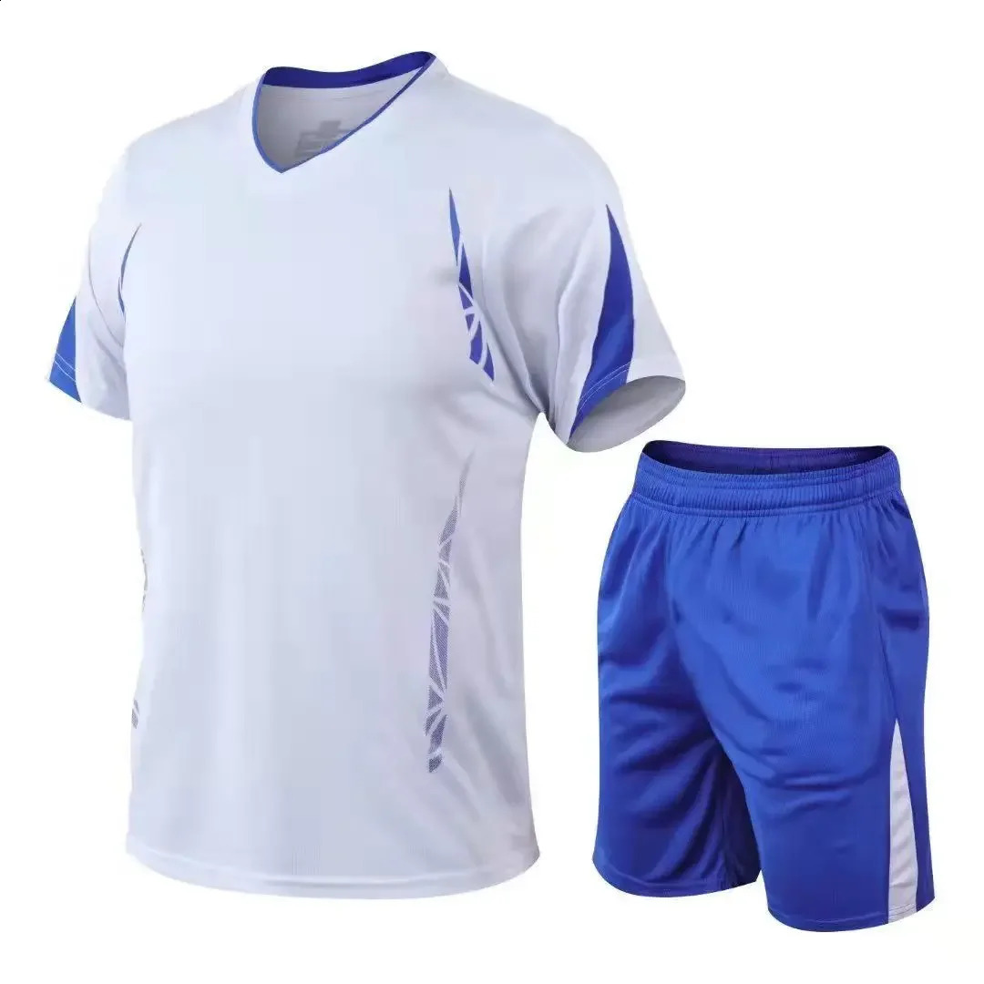 2025 Summer Mens Sportswear Gym Fitness Suit Football Training Set Sportswear Slow Running Mens Running Sportswear Soft and Co 250407