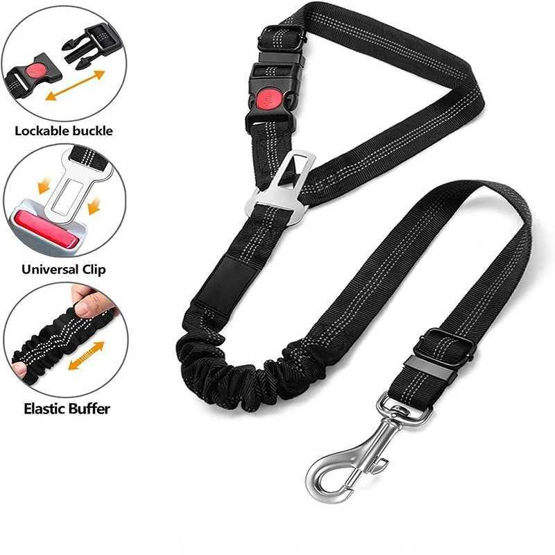 Solid shock resistant 2-in-1 dog harness pet car seat belt clip on rear seat belt kitten collar pet accessories Y250412