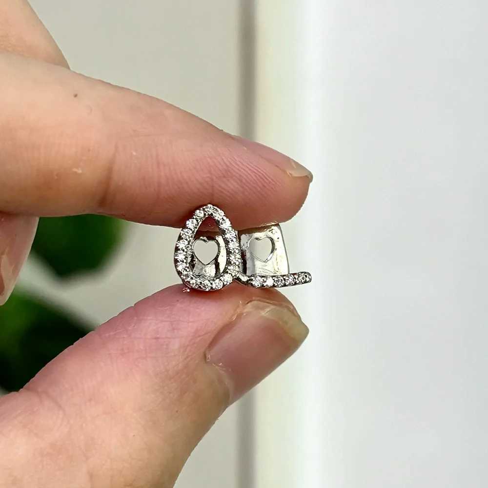 RACHELZ Gold Silver Horizontal Rod Hollow Flame Zircon Teeth Matte Hip Hop CZ Stone Teeth Matte W250412