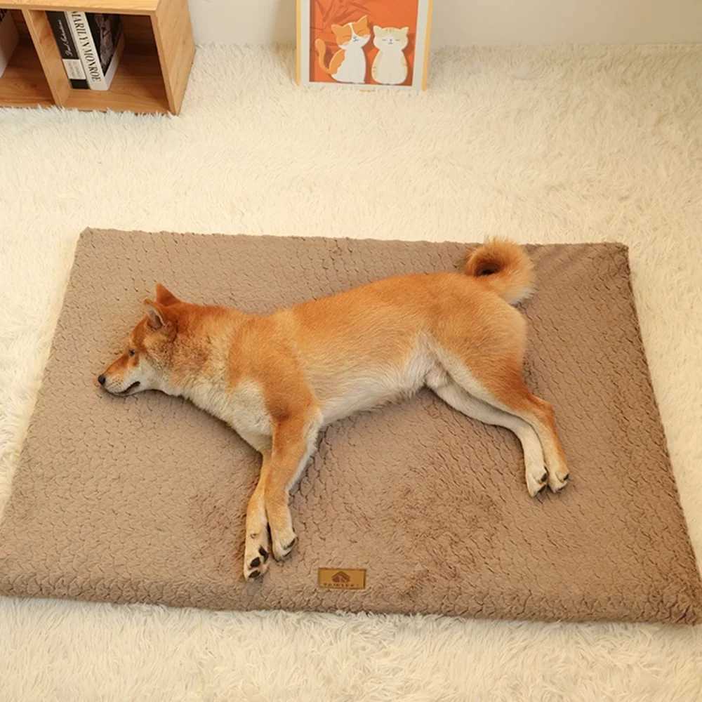Memory foam pet bed with removable washable artificial fur cover orthopedic waterproof dog bed used for Flat noodles anti-skid bottom dog bed X250412