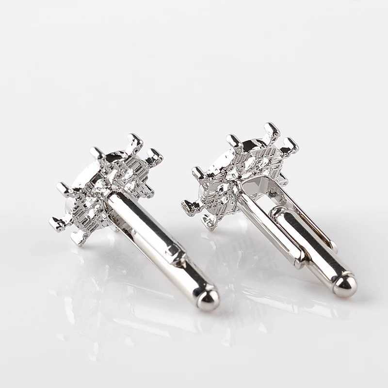 Silver striped cufflinks high-quality luxury mens cufflinks personalized captain French mens shirt cufflinksT250412