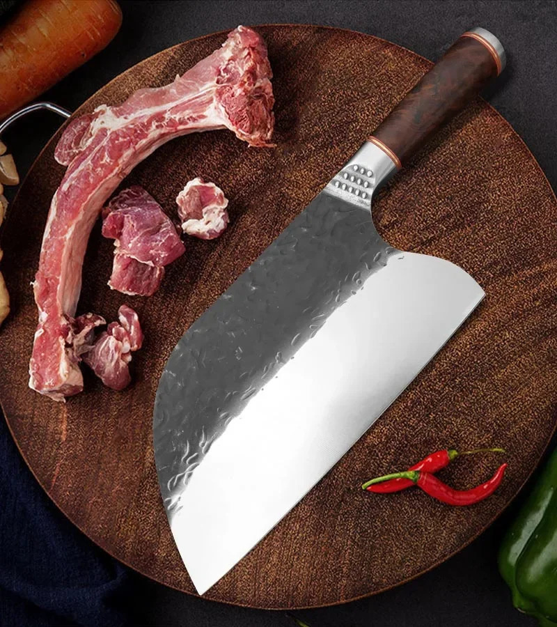 Forged Kitchen Butcher Knife Cleaver Meat Chef Cooking Full Tang Wooden Handle Handmade Knife Stainless Steel Slicing Knife 250410