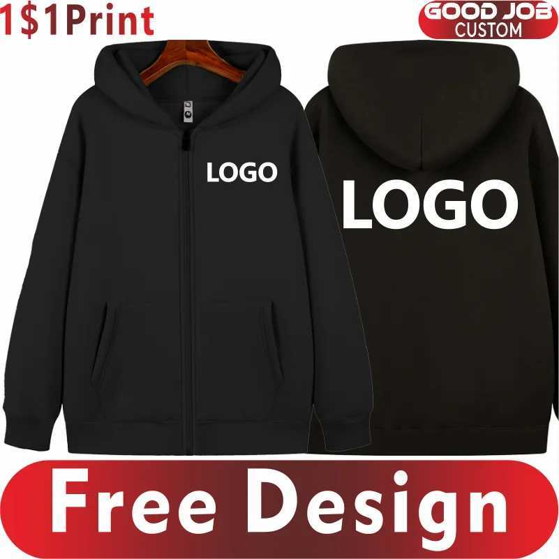 POD customization Winter Men Women Fleece Warm Zipper Hoodie Custom Casual Thick Sweatshirt Printing Brand Loose Sweater Embroidery DesignT251112