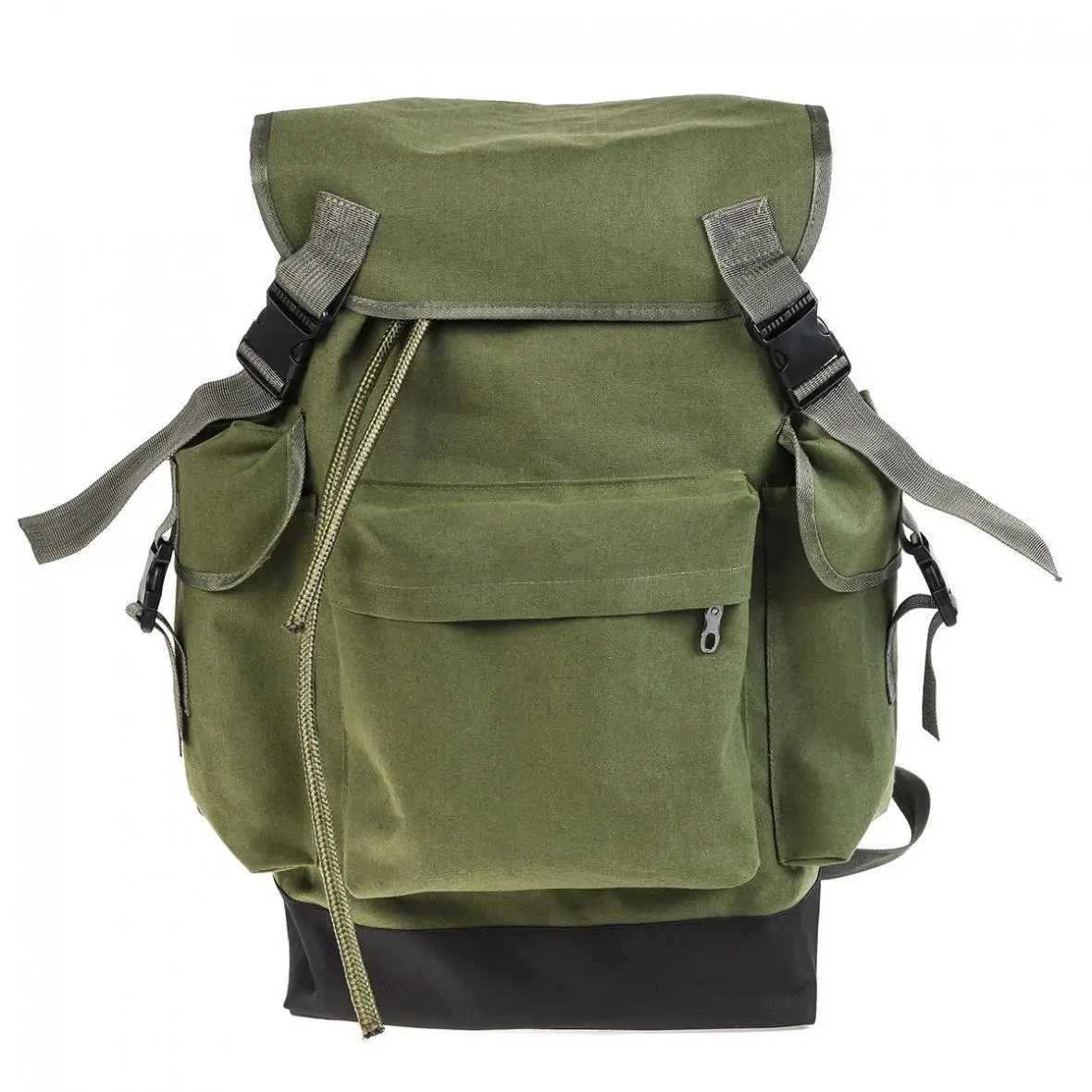 70L Large Capacity Multifunctional Army Green Canvas Carp Fishing Bag Fishing Tackle Backpack Serviceable Wear-resistant to Use Z250411