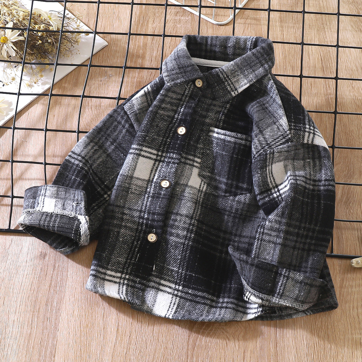 Ddmyshoesvip Boys Long Sleeved Autumn Checkered Shirt Children S Color Blocking Cardigan New Lapel Top Coat Girls