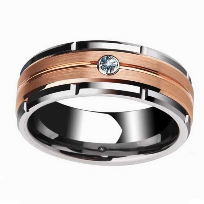 Classic stainless steel mens ring with dual color electroplating fashionable and simple ring jewelry accessories direct shipping size 6-13XJ250412