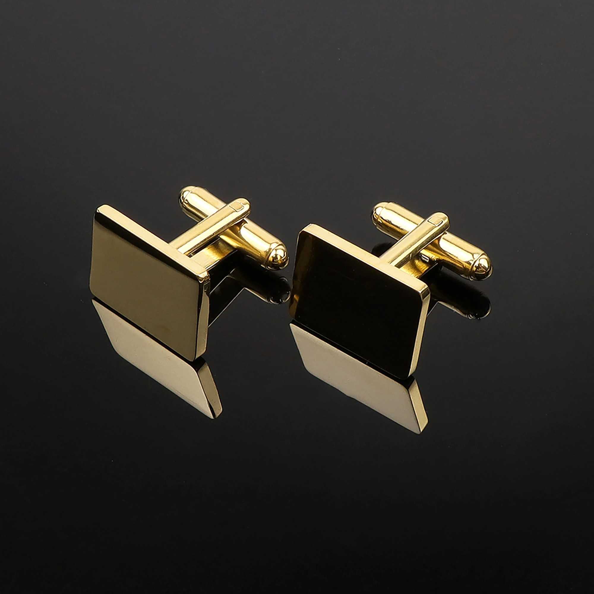 Classic Square Round Mens Cufflinks High Quality Black Gold Silver Gloss Set Cufflinks Wedding Party Shirt AccessoriesT250412