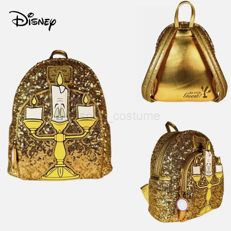 Disney New Loungefly Disney Beauty And The Beast Lumiere Sequin Mini Backpack Girl Gift X250412