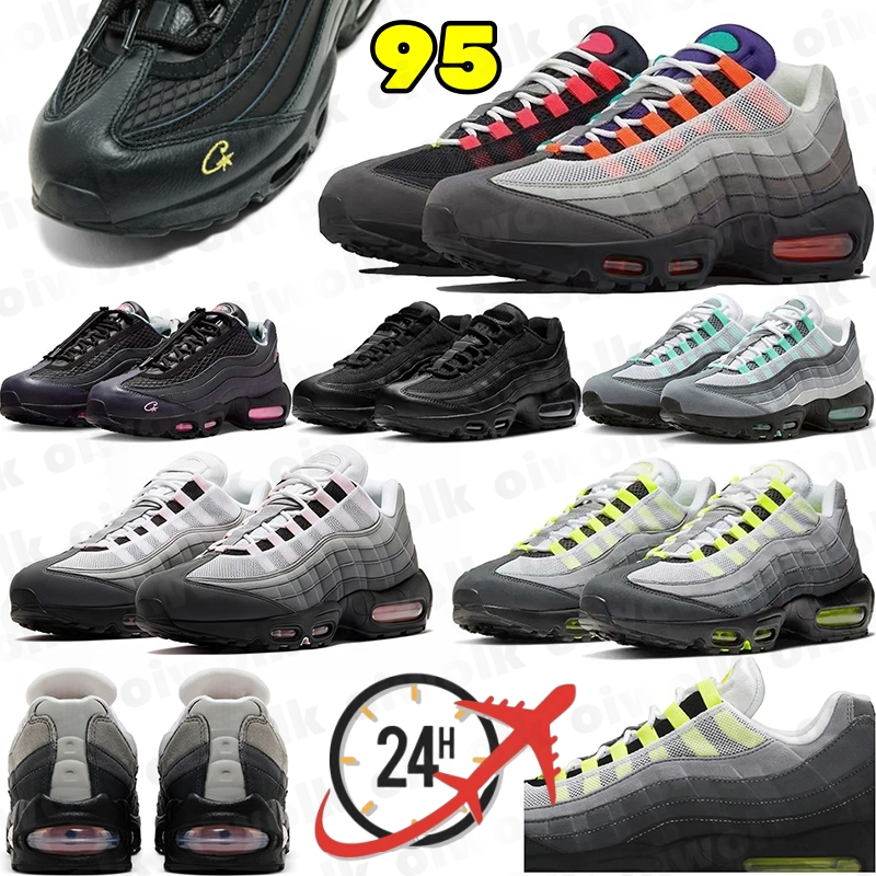 Running Shoes Mens Trainers 95 Triple Black Reflective White Grey Fog Stash Grape Neon Bred Red Men Women Outdoor Sneakers