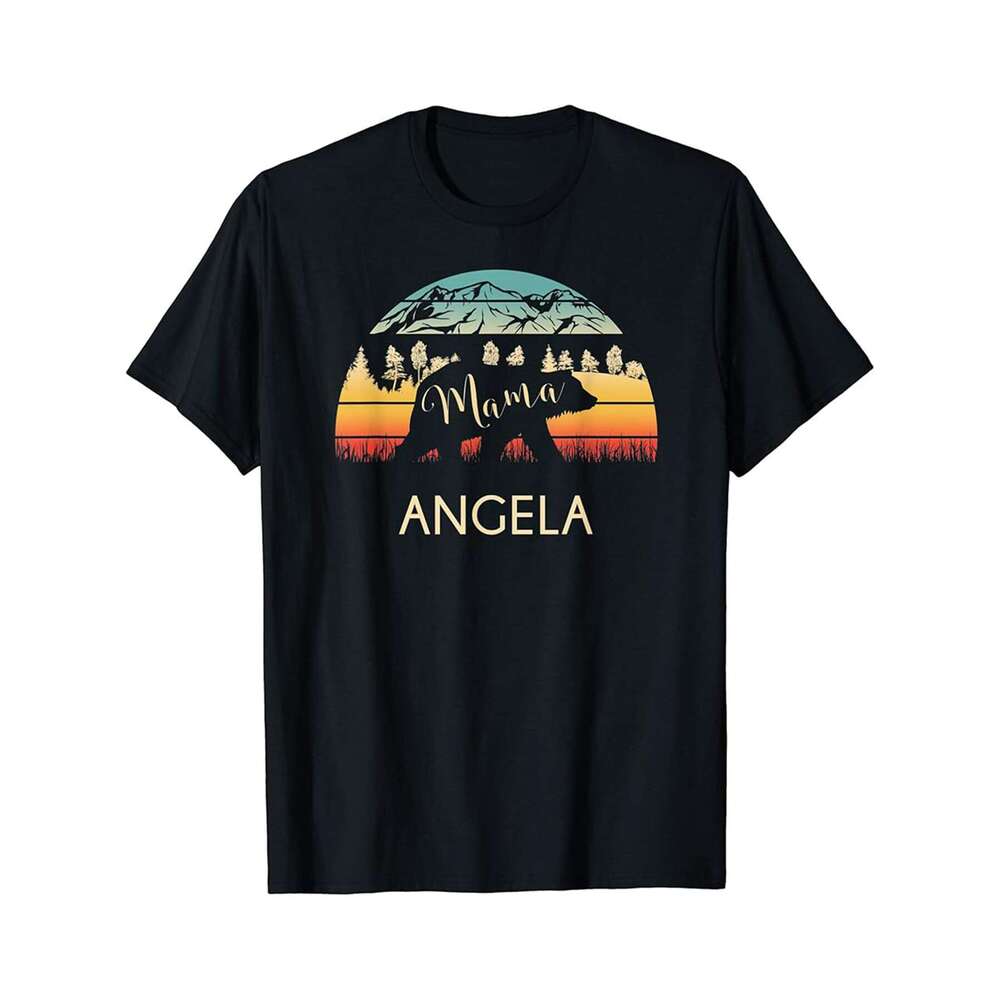 Designer T shirt Angela Name Gift Retro Sun Personalized Mama Bear - 220g T shits