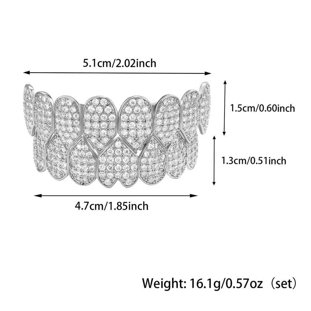 D Zs new golden teeth Grilz ice out CZ stone Grills teeth mouth punk teeth hat cosplay party teeth rapper fun jewelry W250412