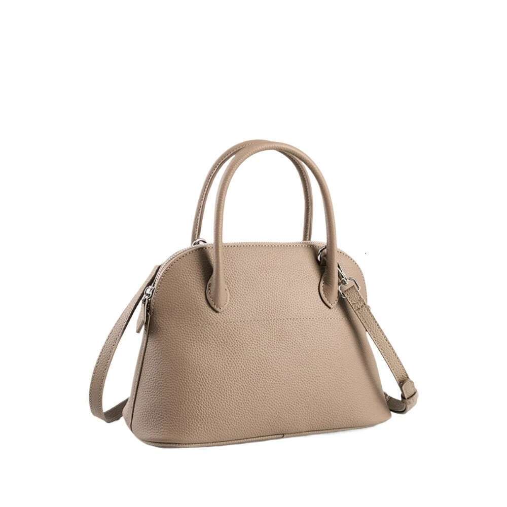 new simple fashion shell tote leisure highend cowhide leather womens handbag business office lady shoulder bag kakhi