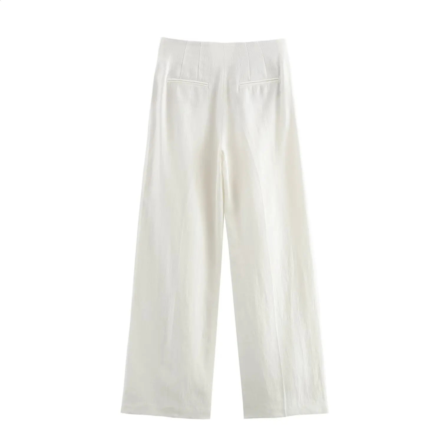 European and American style temperament versatile linen blended wide-leg pants womens fashionable high waist drape casual p 250411