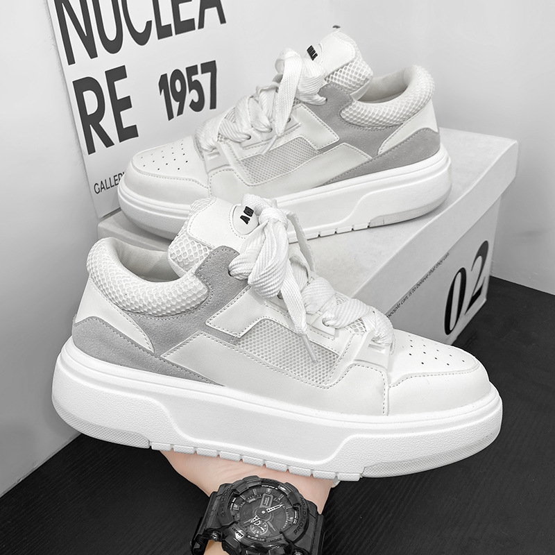 Free shipping Men's shoes 2025 new breathable casual shoes trend all match athletic casual shoes men's increase thick sole pink white