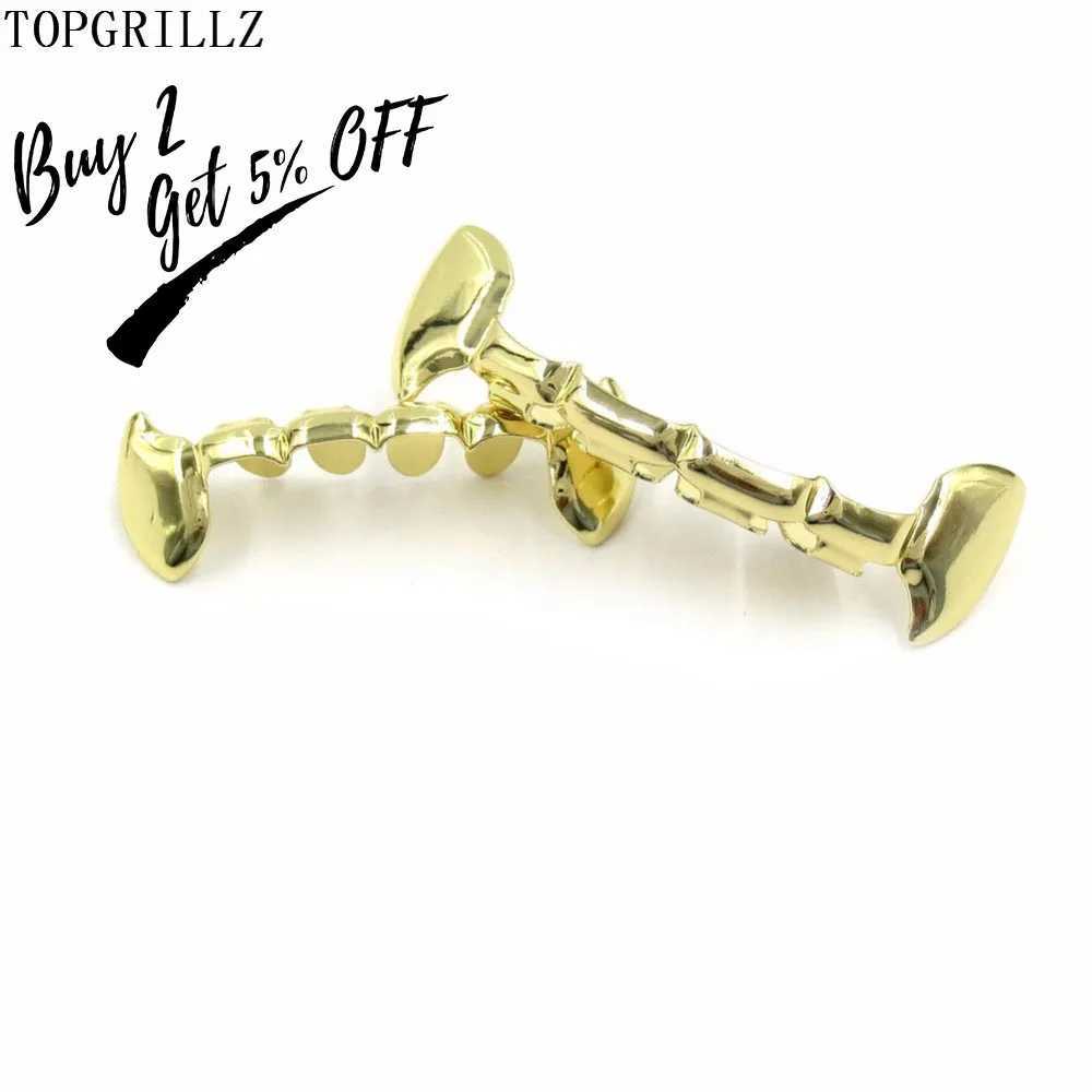 Topgrills Square Teeth Set Gold Galvanized Half Teeth Dracula Vampire Square Teeth W250412