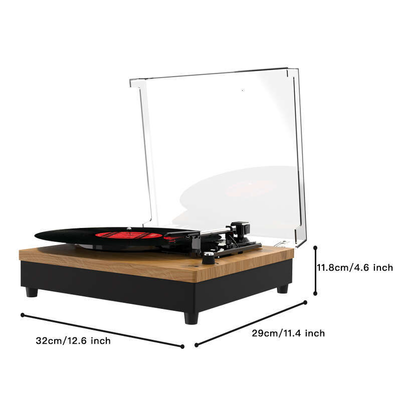 E200 , Turntable, Record Player with 2 Stereo Speakers, Wireless 3-Speed 33/45/78RPM, Support Headphone Jack/USB/AUX-IN/RCA-Out