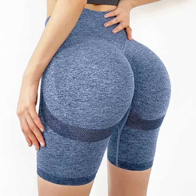 High waisted sports shorts womens yoga shorts push ups womens soft nylon fitness running shorts exercise leg gym shorts Y250412