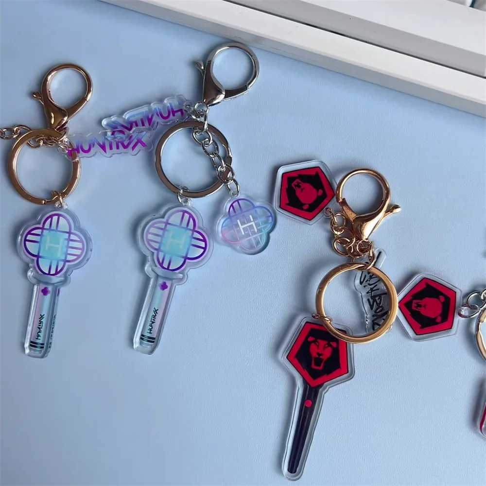 2pcs/set KPop Demon Hunters Kawaii Acrylic Light Stick Keychain Cartoon Movie Huntr/X Saja Boy Cosplay Accessories Pendant Gifts Z251111